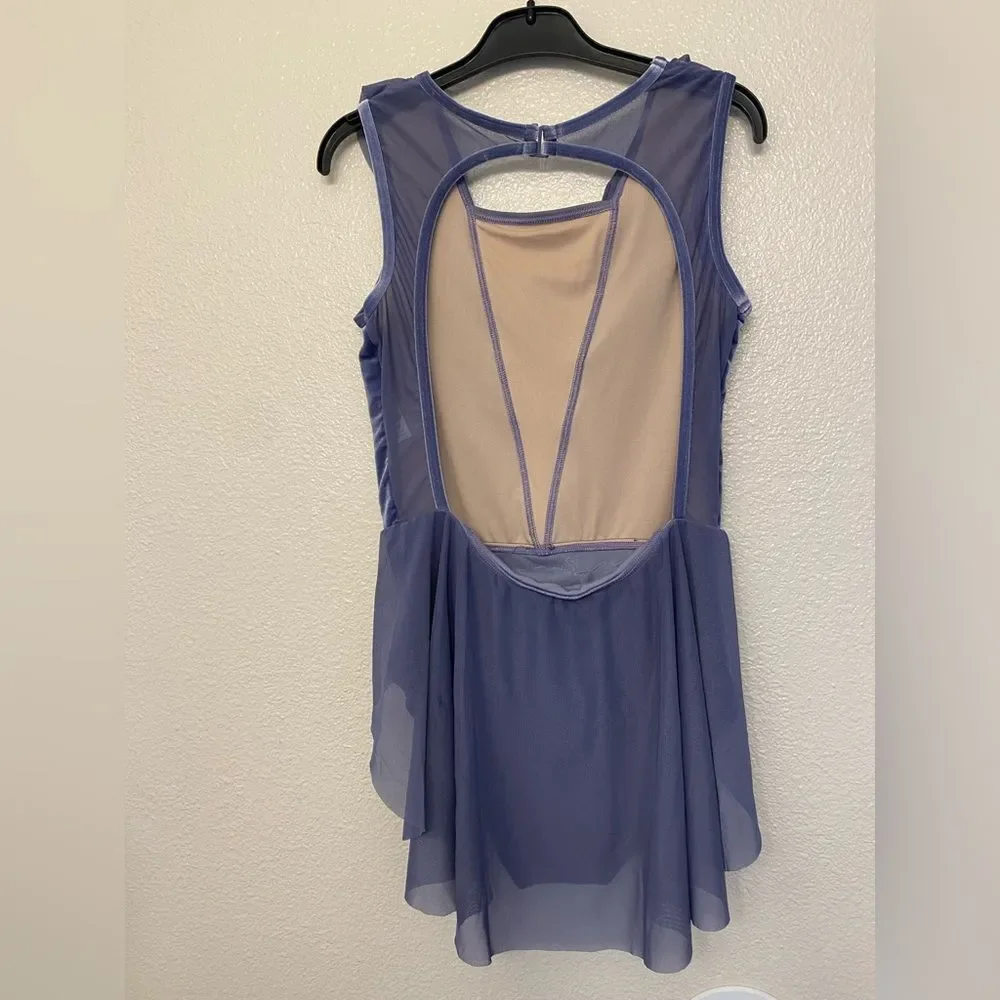 WEISSMAN solo Dance Costume Ruffle blue Velvet lyrical dress V12278 MA adult